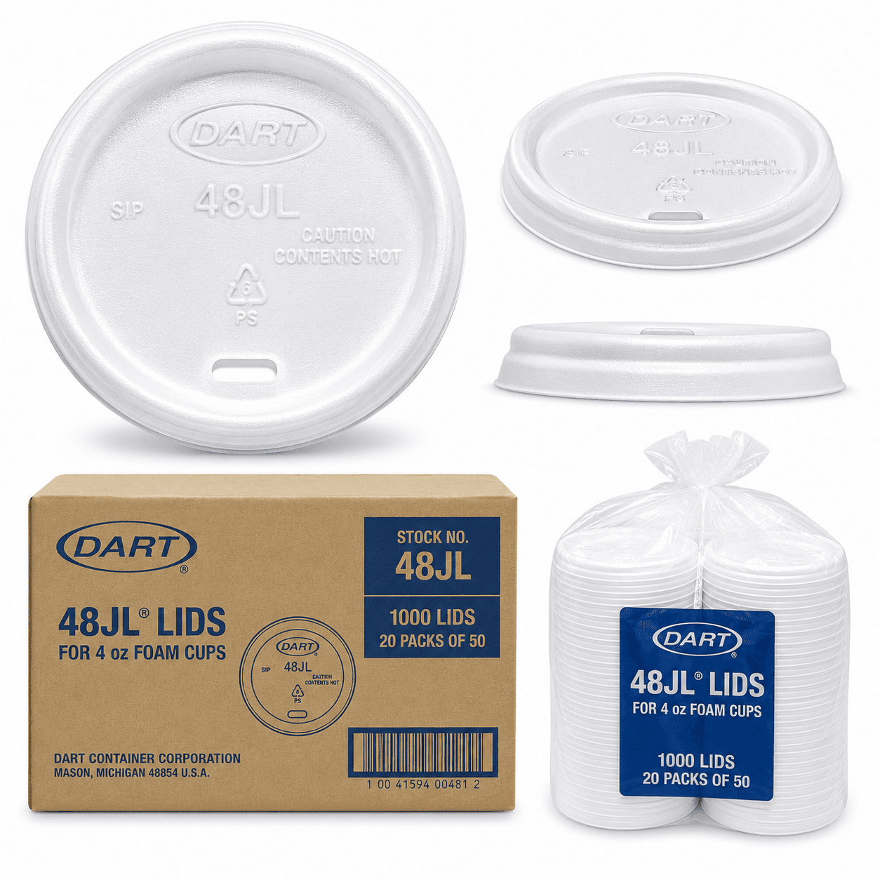 Dart 48JL Lids - 1000/Case