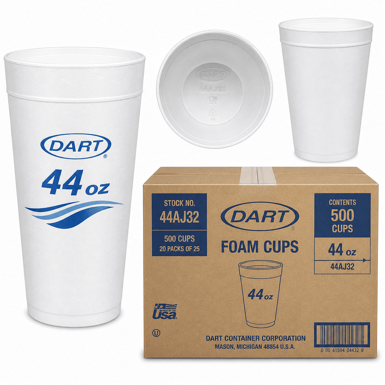 Dart Foam Cup 44oz 44AJ32 - 500/Case