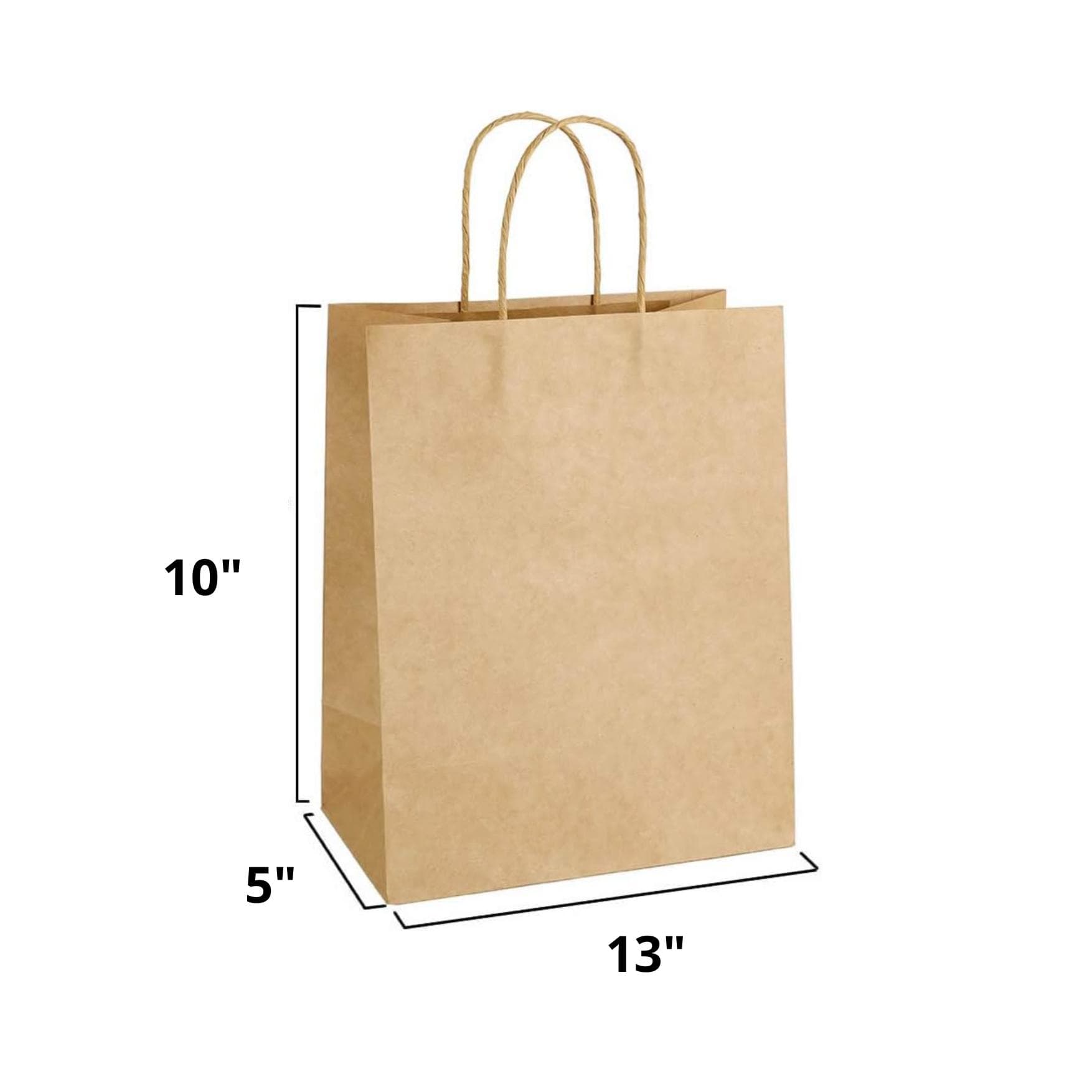 10x5x13 Twisted Handle Paper Bags - 250/Case
