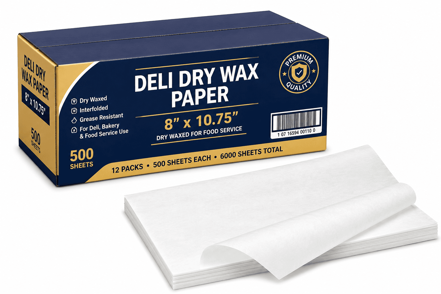 8x10.76 Deli Dry Wax Paper -12x500sheets - 6000/Case