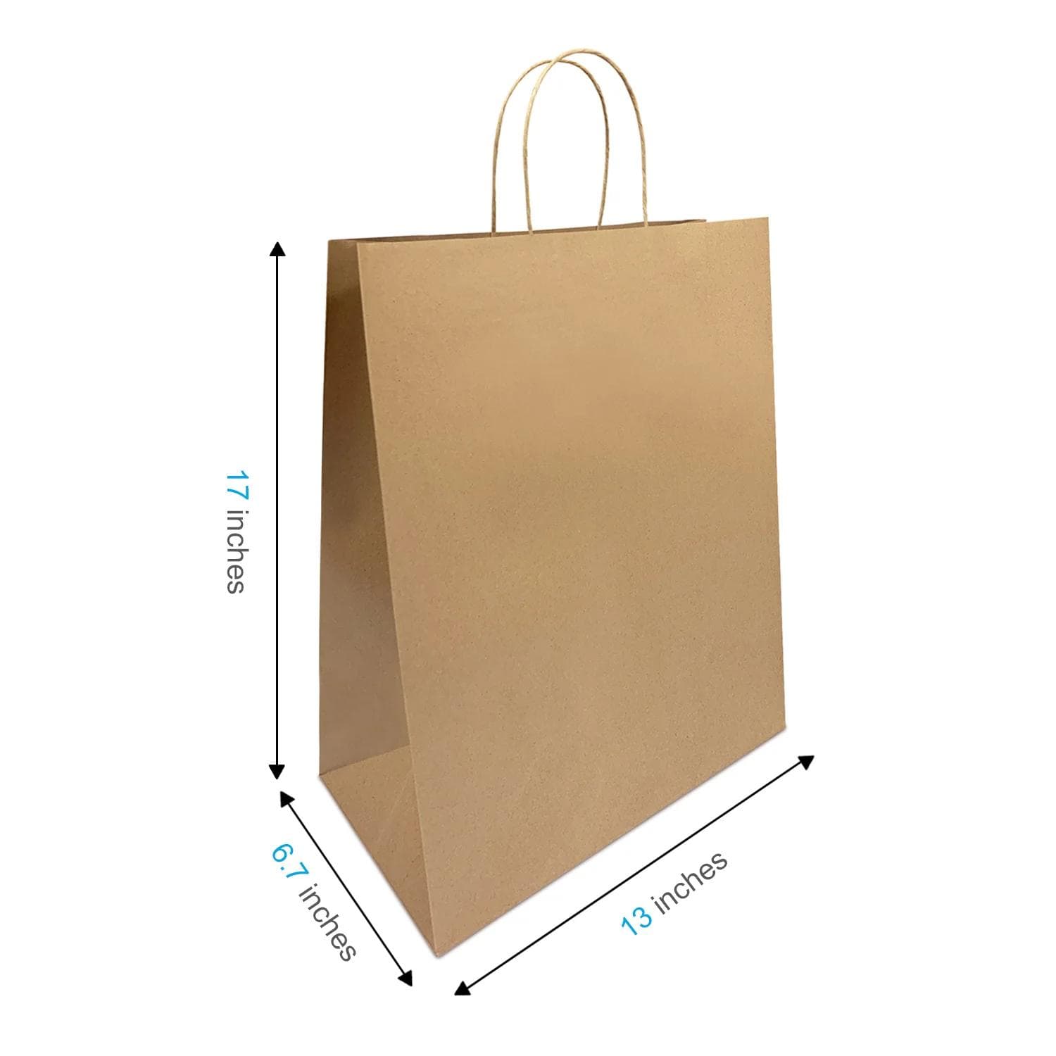 13x7x17 Twisted Handle Brown Paper Bags - 250/Bundle