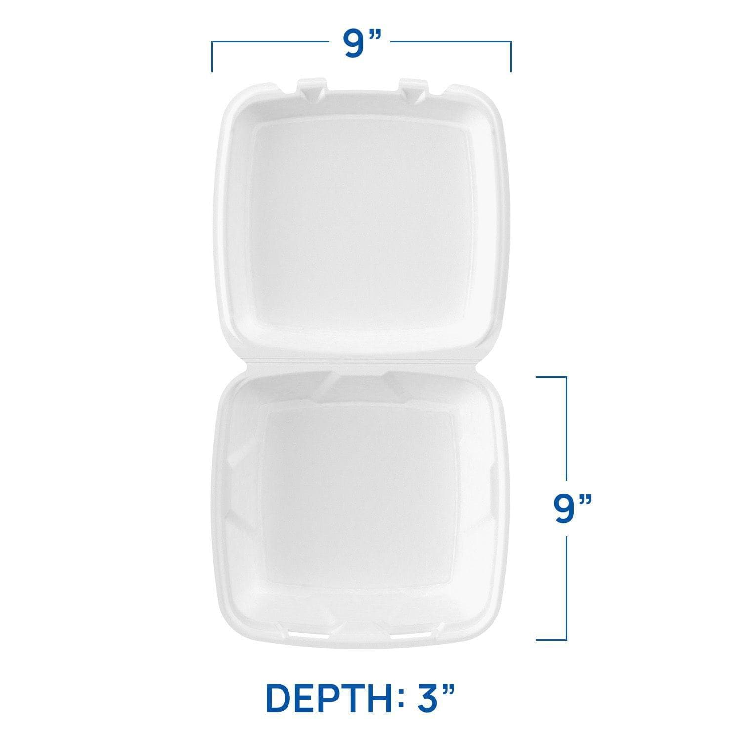 9X9 Foam Container Hinged - 1 Compartment - 200/case