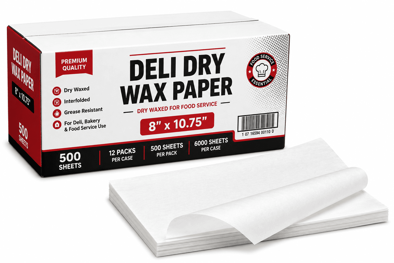 8x10.76 Deli Dry Wax Paper - 500/Box
