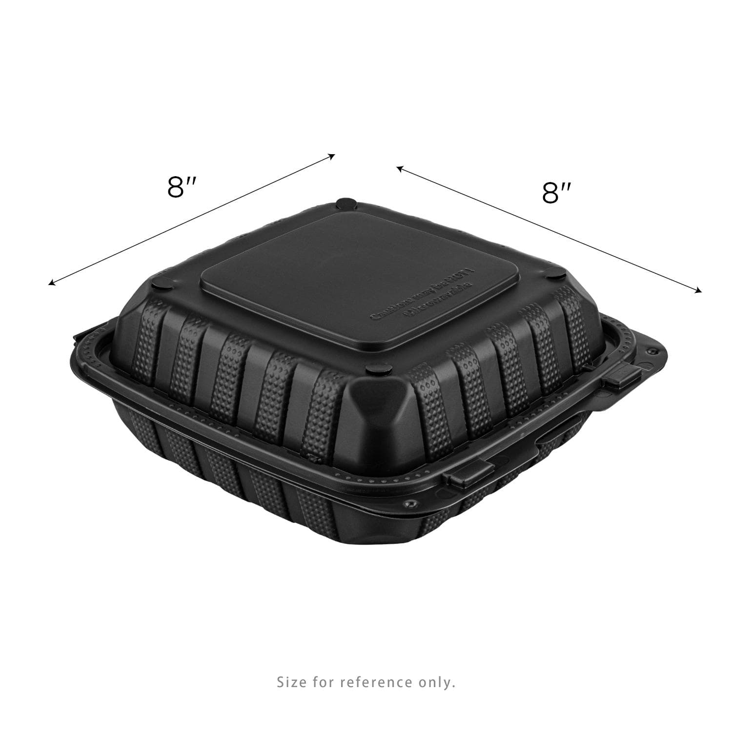 8" x 8" Microwaveable 1-Comp Black Plastic Hinged Container - 150 Units